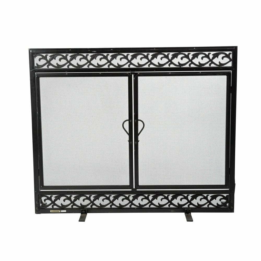 Large Cast Iron Scrollwork Fire Screen w/Doors