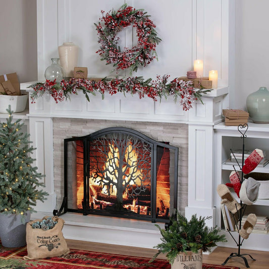 Large Tree of Life Fire Screen with Door