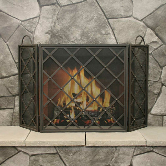 Iron Weave Tri Panel Screen