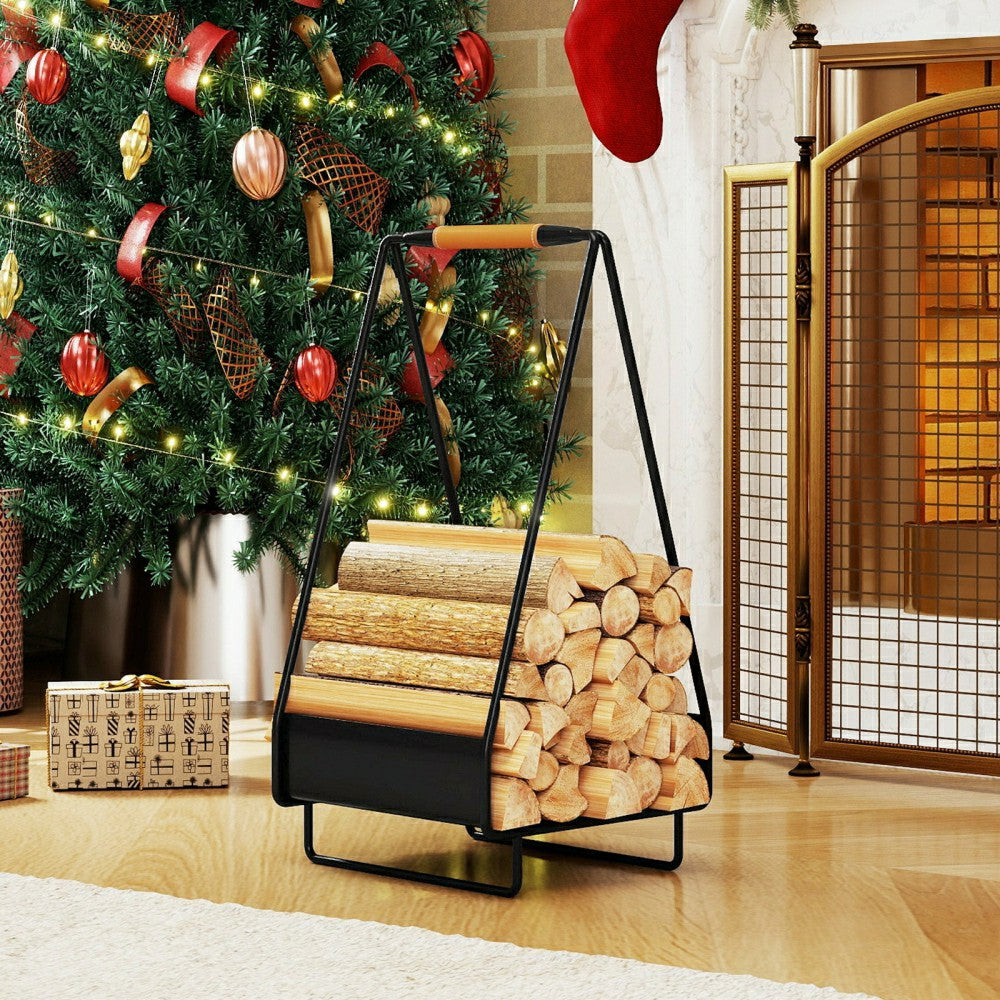 Metal Log Holder with Handle