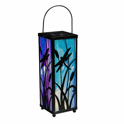 Iridescent Dragonfly Solar Lantern, 11.4" H