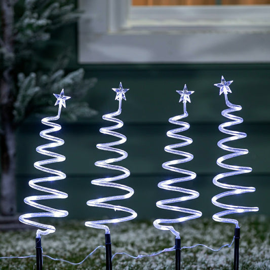 Shades of Emerald Garden Path Lighting, LED Path Lights, Swirly Tree,