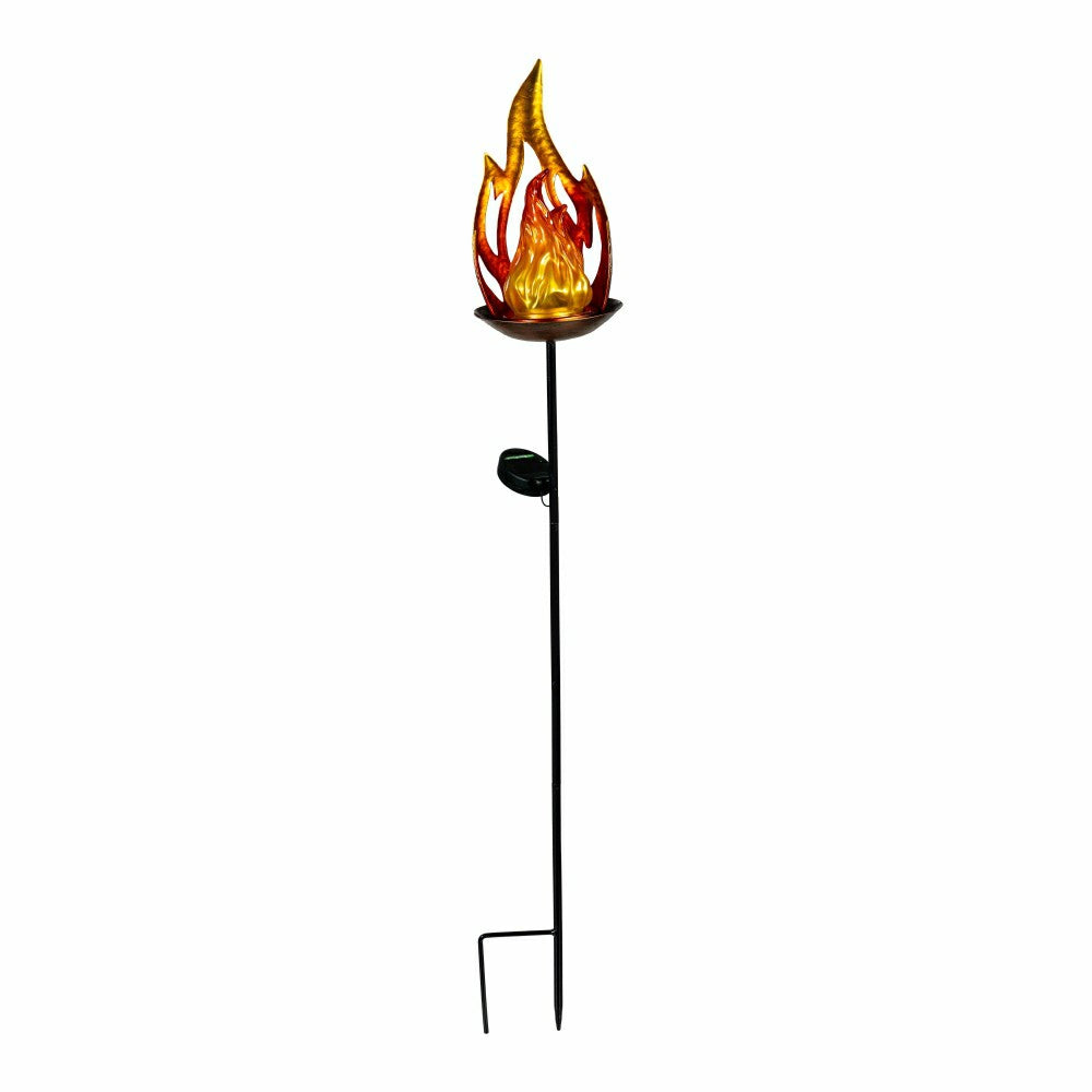 solar flame garden stake