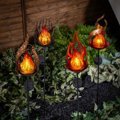 solar flame garden stake
