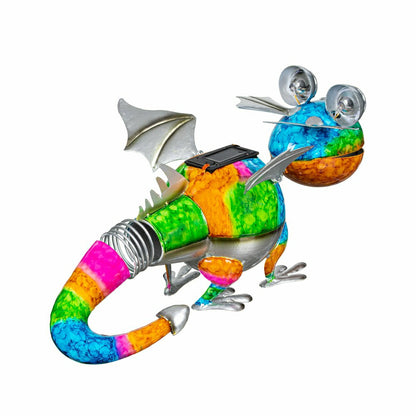 Solar Metal Gradient Chameleon Garden Statue