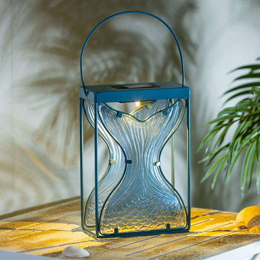 Blue Coastal Outdoor Lamp & Lighting Mermaid Tail Metal and Glass Sola
