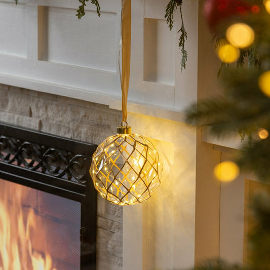 Micro LED Silver Ball Indoor Outdoor Decorative Hanging Light, Warm Wh