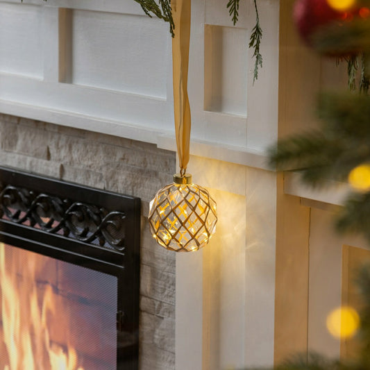 Micro LED Silver Ball Indoor Outdoor Decorative Hanging Light, Warm Wh
