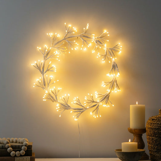 Outdoor LED Frame Wreath with Warm White Lights