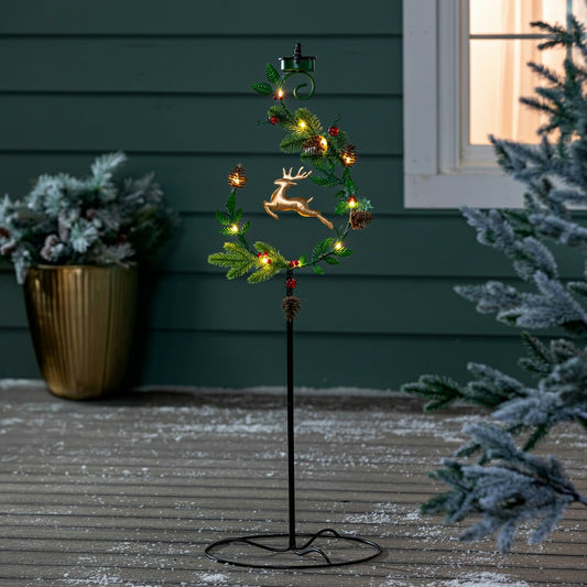 Shades of Emerald Garden Stake, 4-in-1 Solar Garden Stake, Deer, 48"H