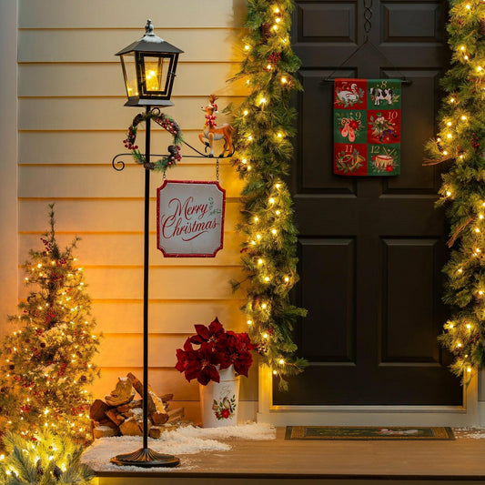 Howdy Holidays Garden Statue, LED Metal Statue, Lamp Post, 71"H