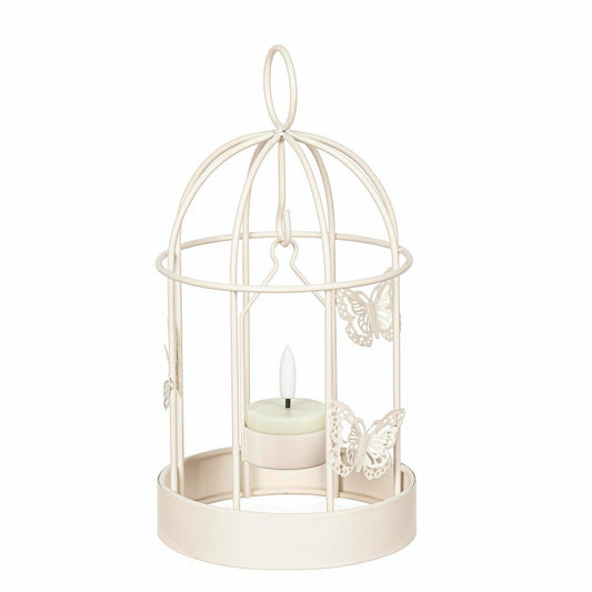 Bird Cage LED Candle Lantern, White