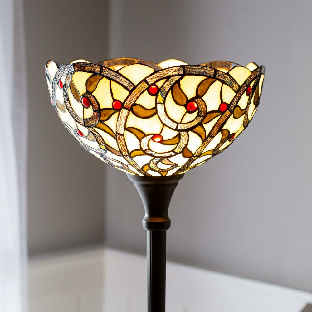 Red Jewels Stained Glass Floor Lamp