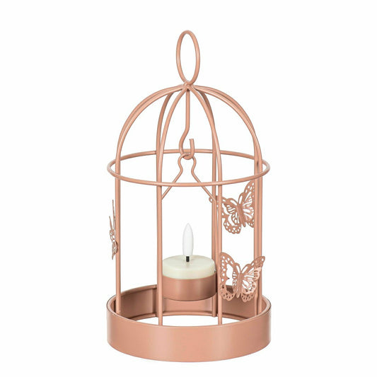 Bird Cage LED Candle Lantern, Pink