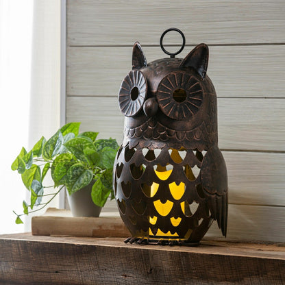 Crafted Metal LED Owl Lantern