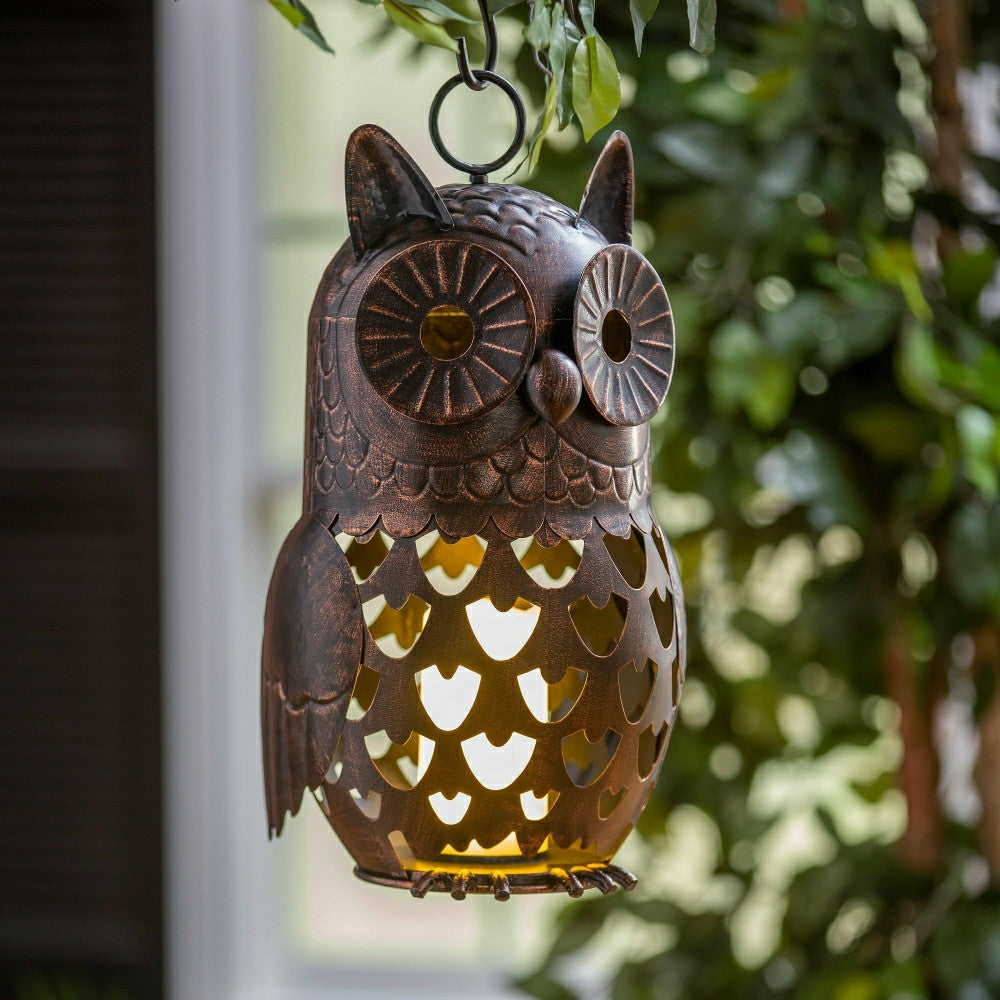 Crafted Metal LED Owl Lantern