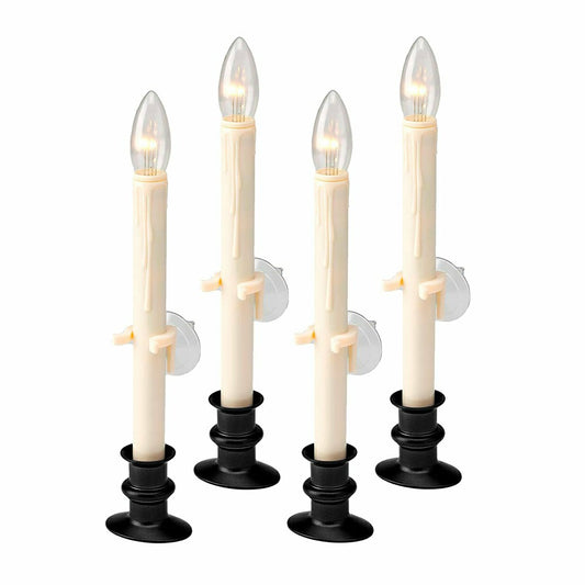 Suction Cup Window Candles with Timer and Remote, Set of 4