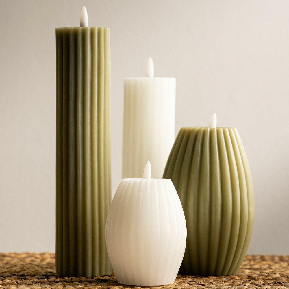 Tall LED Carved Candle