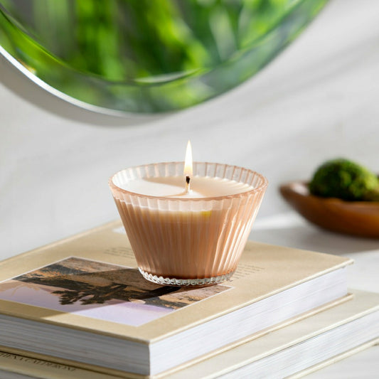 Ribbed Cupcake Glass Candle, Rose Smoke
