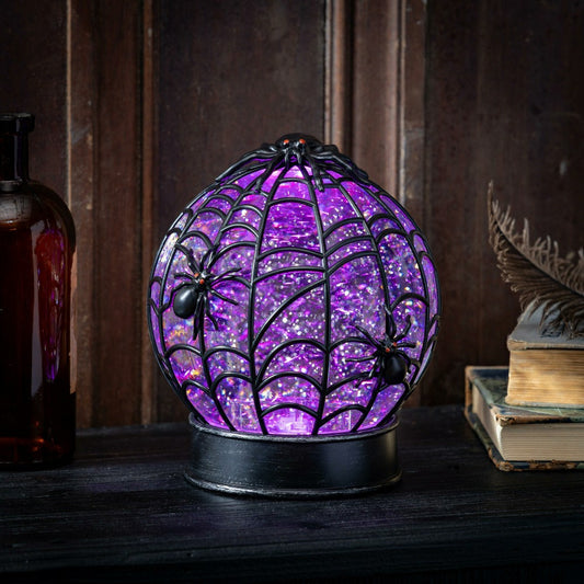 Haunted House Spider Web LED Water Globe, 7.5"H