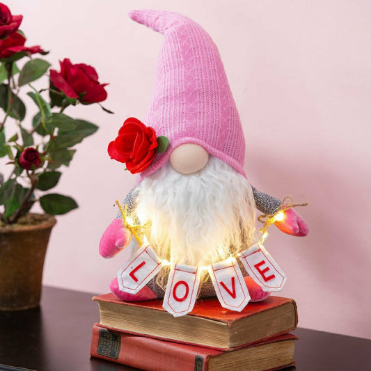 Lighted Valentine Gnome Table Décor