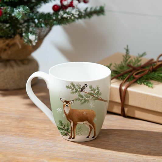 Woodland Storybook Coffee Cup Ceramic Cup O' Java, Deer, 17oz, Gift Bo
