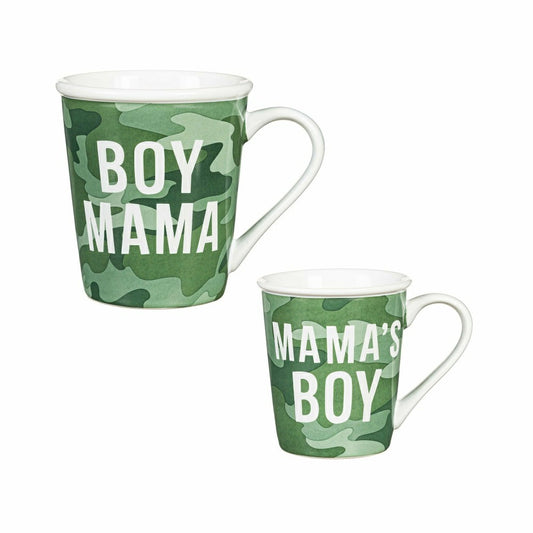 Mommy and Me Ceramic Cup Gift Set, 16 oz. and 8 oz., Boy Mama / Mama's