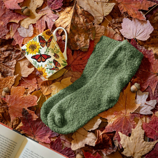 Butterfly Ceramic Flare Cup and Sage Socks Gift Set, 12oz, Gift Box