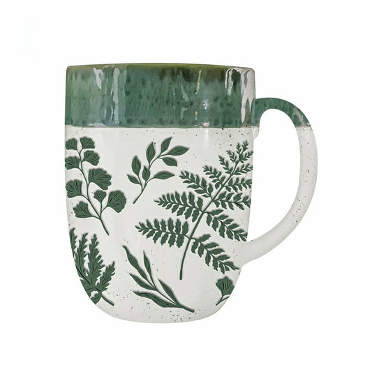 Cottage Garden Coffee Cup Ceramic Artisanal, Foliage Sage, 14oz, Gift