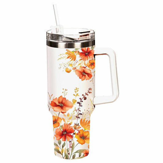 Harvest Blossom Florals Trenta Cup, Double Wall Stainless Steel w/ Str