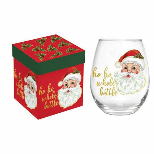 Christmas Vacation Wine Glass Stemless Glass, Ho Ho Whole Bottle, 17oz