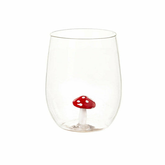 Garden on Wonder Wine Glass Stemless Figurine Glass, Mushroom, 17oz, G