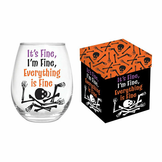 Haunted House Skeleton It's Fine I'm Fine Everything Is Fine Stemless