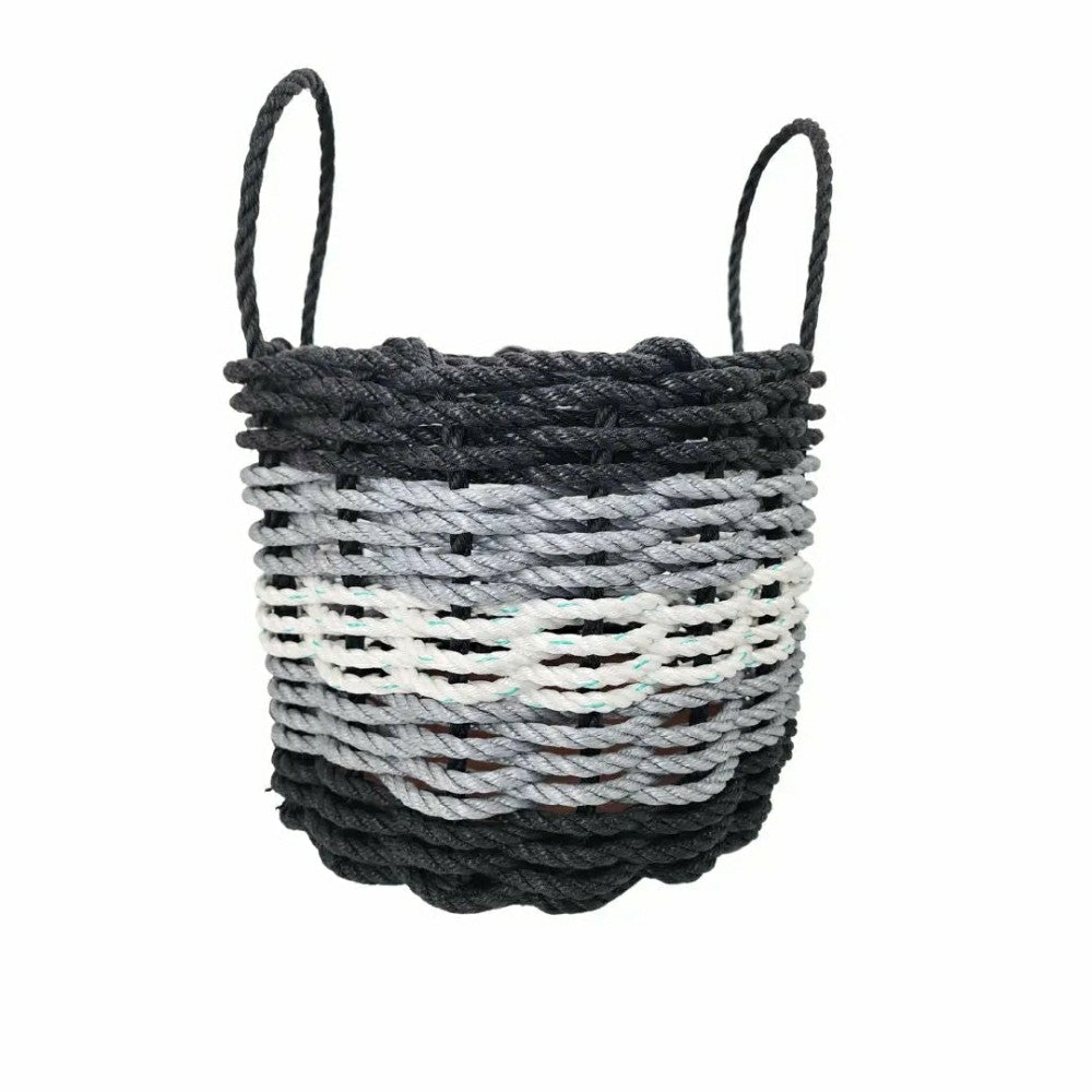Five Stripe Rope Storage Basket Black, Gray and White