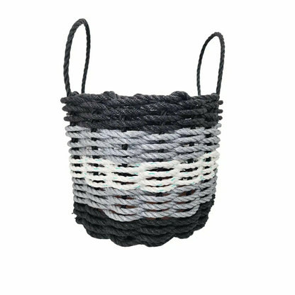 Five Stripe Rope Storage Basket Black, Gray and White