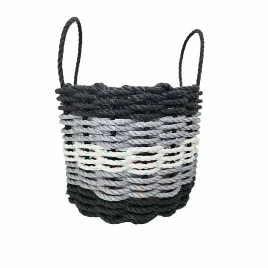 Five Stripe Rope Storage Basket Black, Gray and White