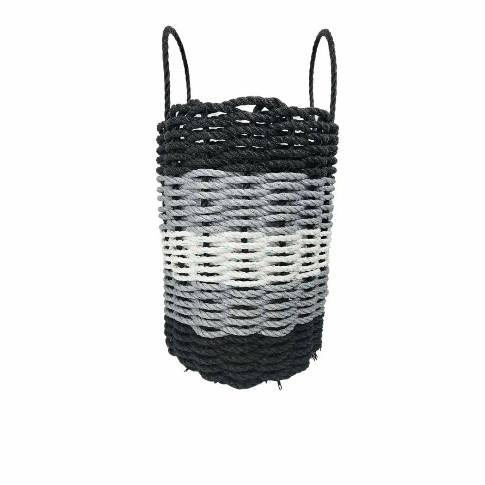 Five Stripe Rope Storage Basket Black, Gray and White