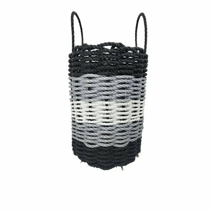 Five Stripe Rope Storage Basket Black, Gray and White