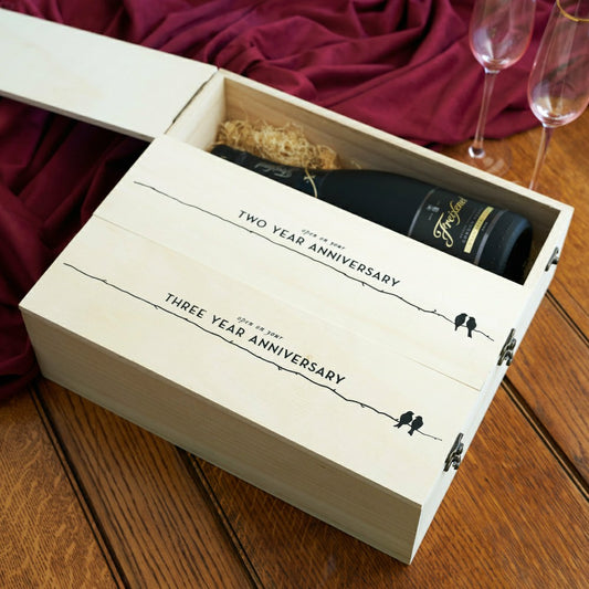 Newlyweds Anniversary Wooden Wine Box