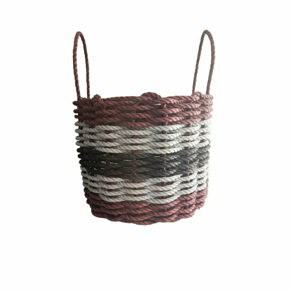 Five Stripe Rope Storage Basket Burgundy, Gray and Black