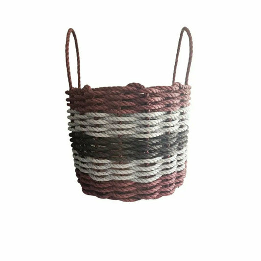 Five Stripe Rope Storage Basket Burgundy, Gray and Black