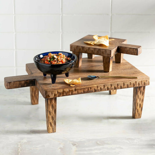 VivaStyle Serving Board, Wood Serving Board with Legs, Set of 2