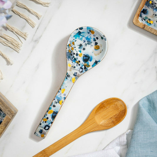 VivaStyle Gilded Meadow Spoon Rest, Wood Spoon Rest, 10.25"L