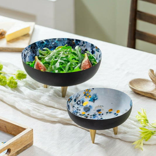 VivaStyle Gilded Meadow Bowl, Metal, Set of 2 PCS