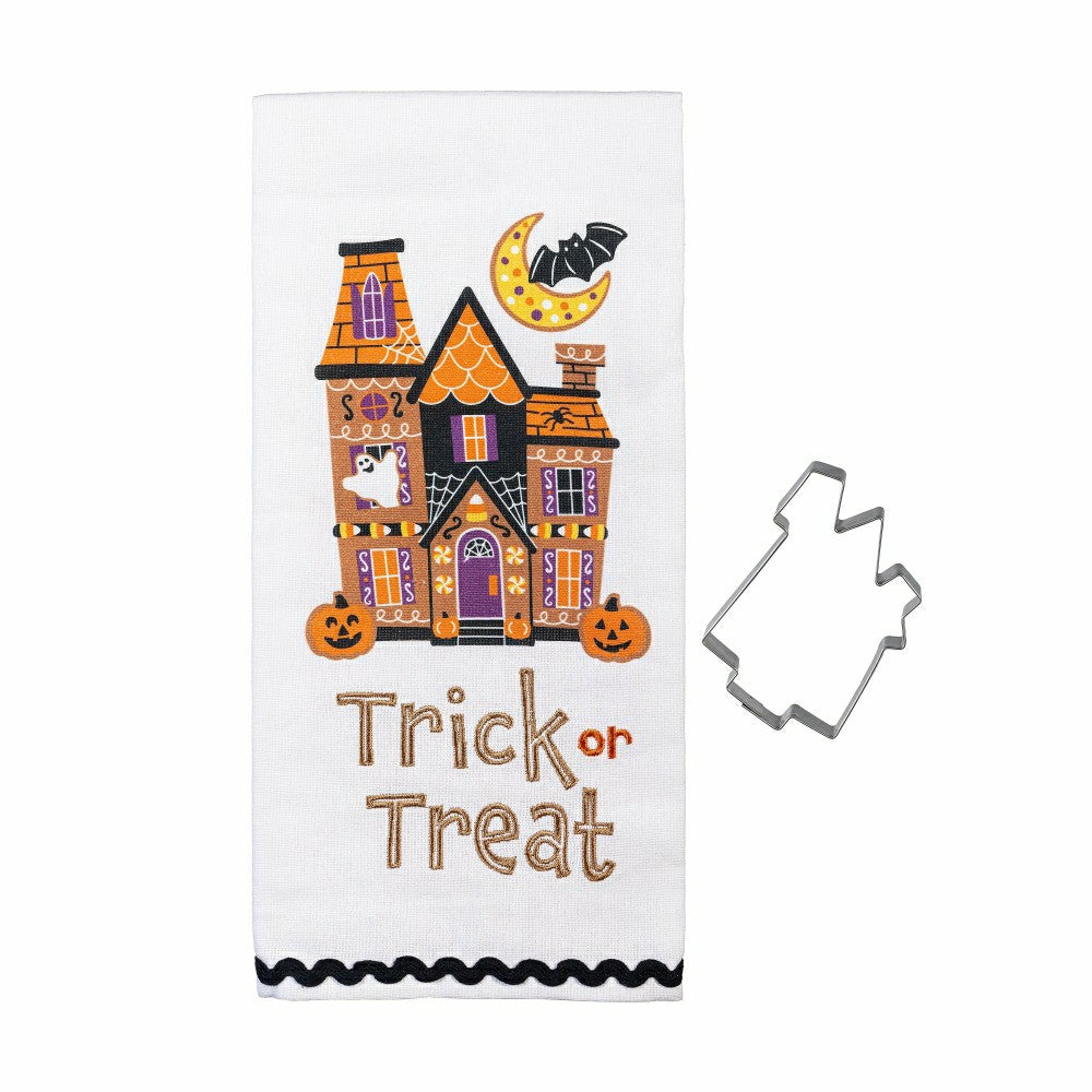Trick or Sweets Tea Towel and Cookie Cutter Gift Set
