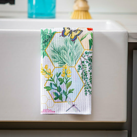 Cottage Garden Kitchen Towel Quick Dry Waffle Weave Double-Sided, Gard