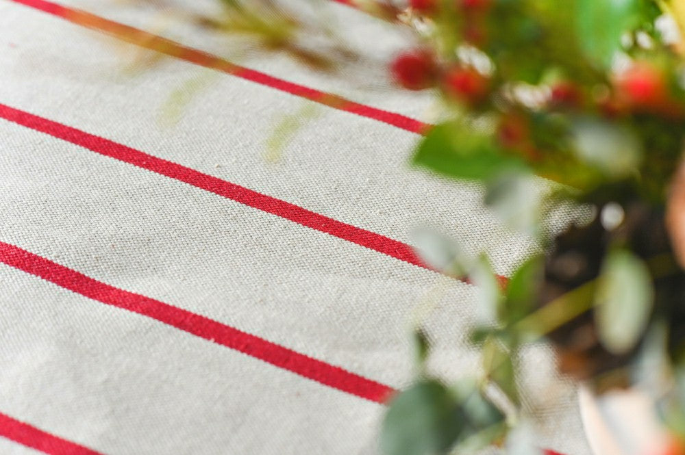 Red Stripe Linen Tablecloth