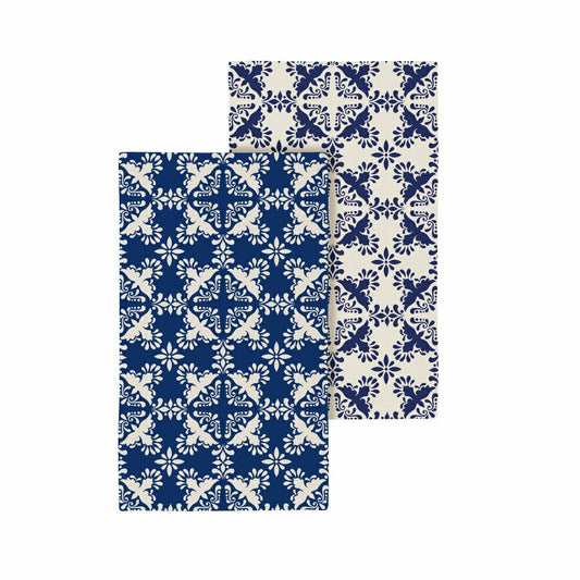 Blue Coastal Kitchen Towel Quick Dry Waffle Weave Double-Sided, Clay B