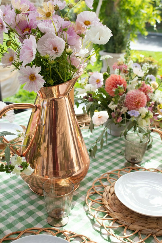Moss Ruffled Gingham Tablecloth