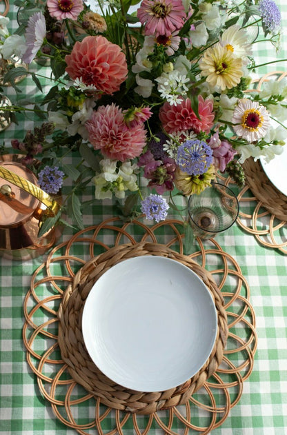 Moss Ruffled Gingham Tablecloth